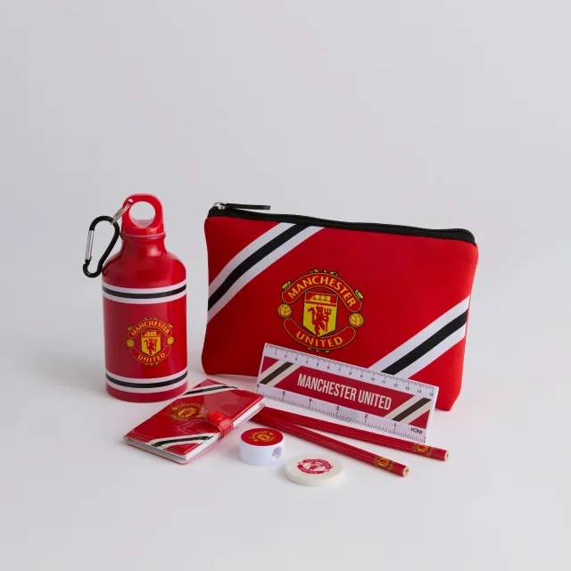 FOCO Manchester United Core Stripe Stationery & Bottle Set Red