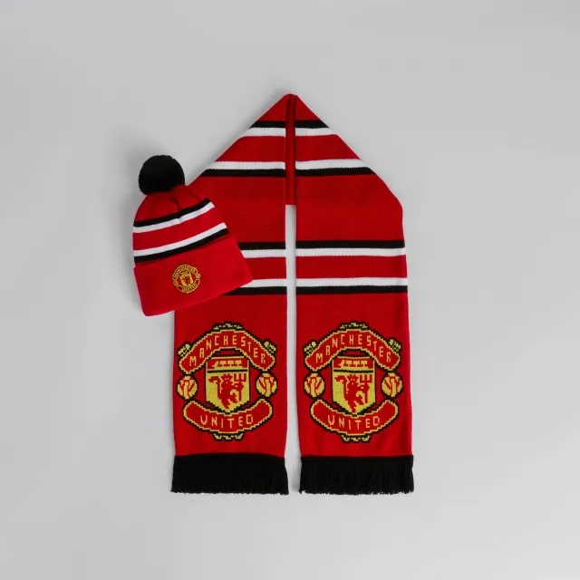 Manchester United Kids Hat And Scarf Set Red