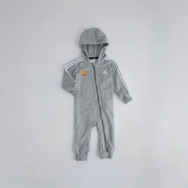 Manchester United x adidas Infant Essentials 3-Stripes French Terry Bodysuit Grey Marl