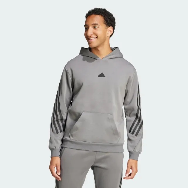 Manchester United x adidas Mens Future Icons 3-Stripes Hoodie Grey