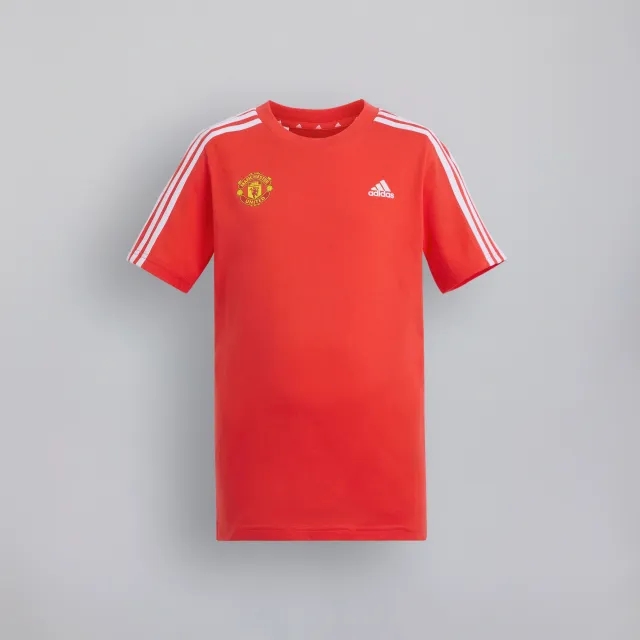 Manchester United x adidas Kids Essentials 3-Stripes Cotton T-Shirt Red