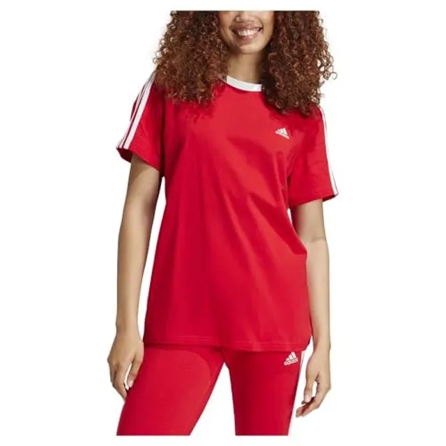 Manchester United x adidas Womens Essentials 3-Stripes T-Shirt Red