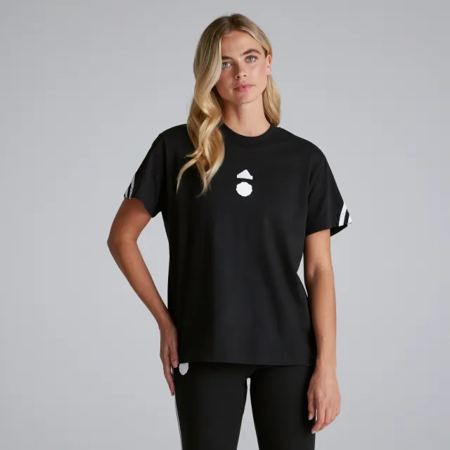 Manchester United x adidas Womens Future Icons 3-Stripes T-Shirt Black
