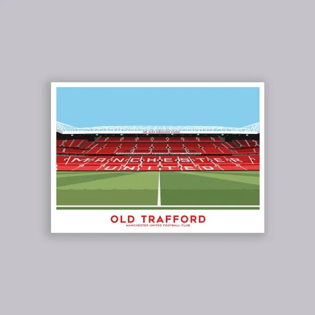 WUNDUR Manchester United Old Trafford SAF Illustration Poster A2 Multi