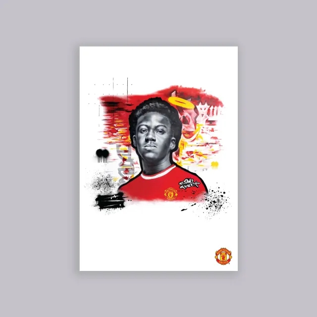 WUNDUR Manchester United Graffiti Mainoo A2 Poster