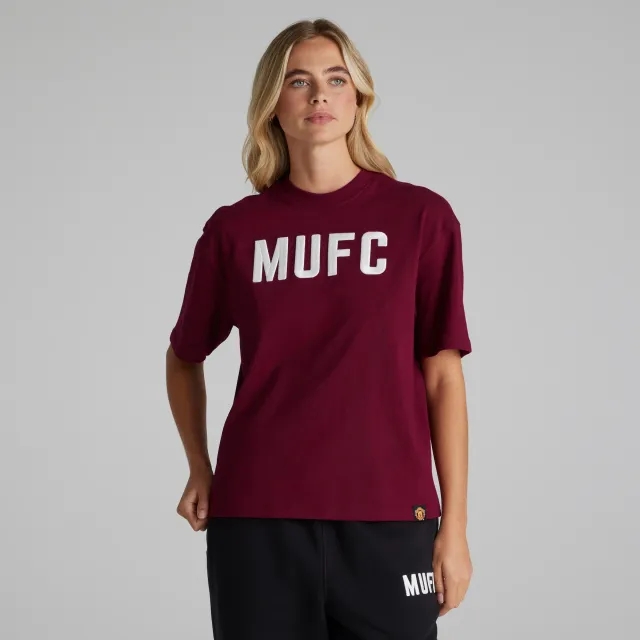 RAW Manchester United Womens MUFC T-Shirt Burgundy