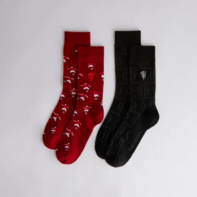 WIEBO Manchester United Player and Pitch 2 Pack Sock Set Multi