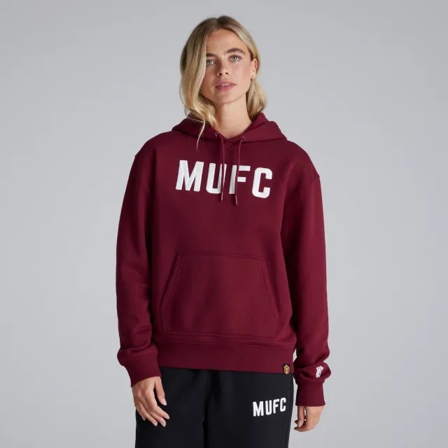 RAW Manchester United Womens MUFC Overhead Hoodie Burgundy