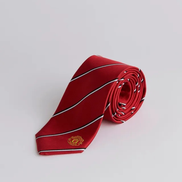 WIEBO Manchester United Stripe Crest Tie Red
