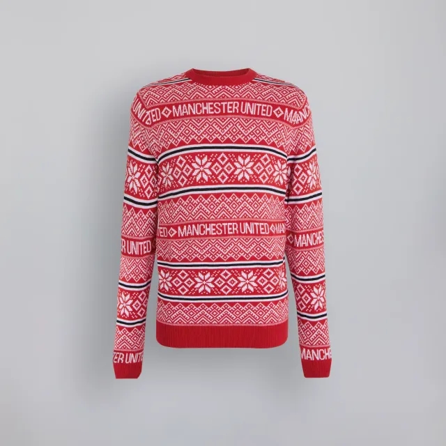 WIEBO Manchester United Fairisle Christmas Jumper Red