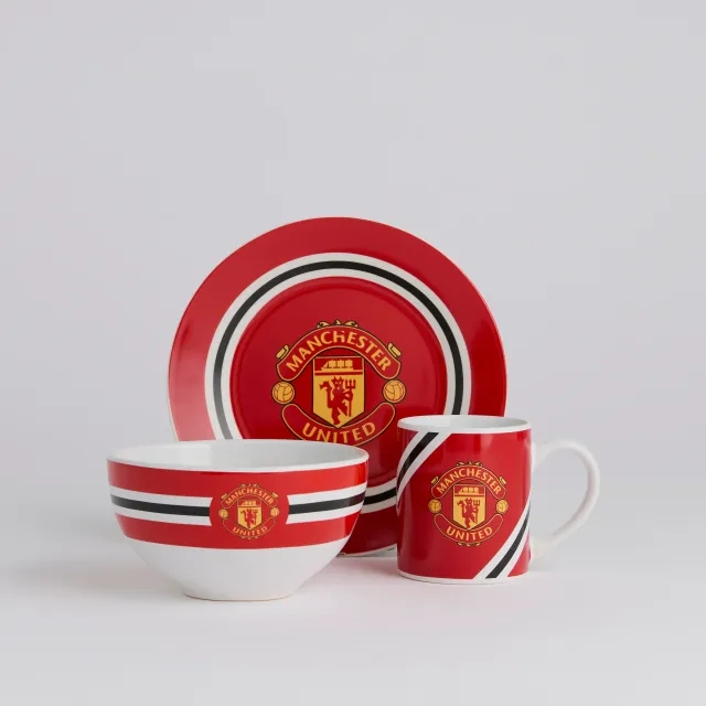 Forever Collectibles Manchester United Core Stripe Breakfast Set Red