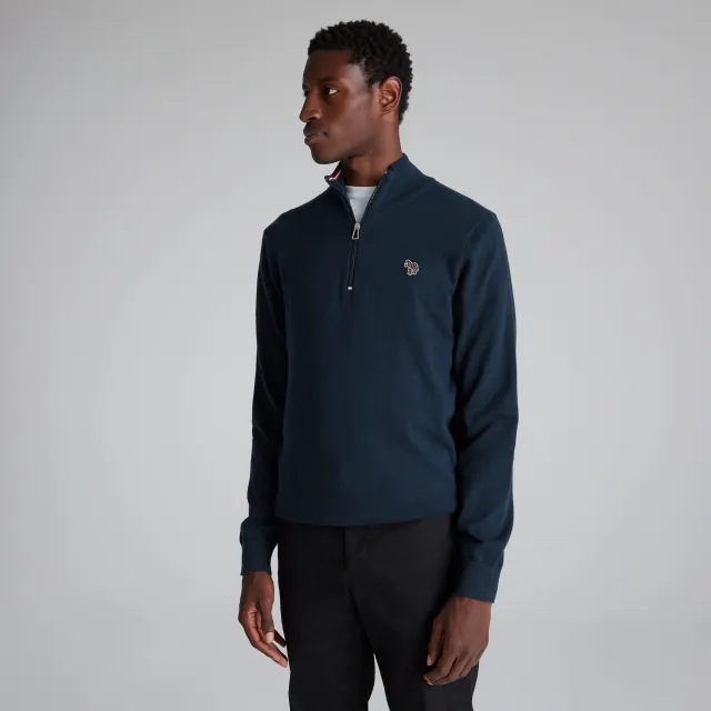 Manchester United x Paul Smith Mens Knitted 1/4 Zip Jumper Navy
