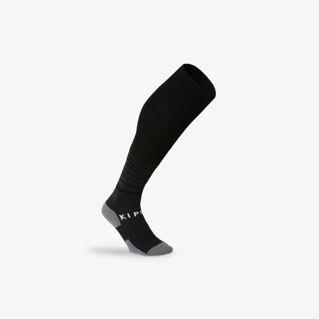 Kipsta Kids' Football Socks Viralto Club - Black With Stripes