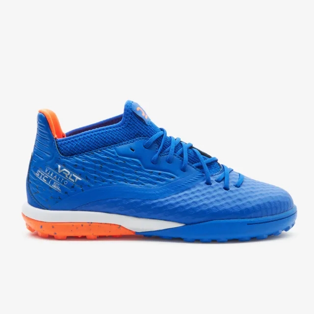 Kipsta Kids' Lace-Up Football Boots Viralto Iii Turf Tf - Blue/Orange
