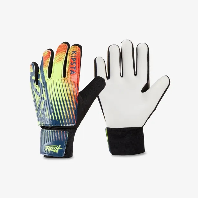 Kipsta Kids' Football Goalkeeper Gloves First - Black/Yellow/Red