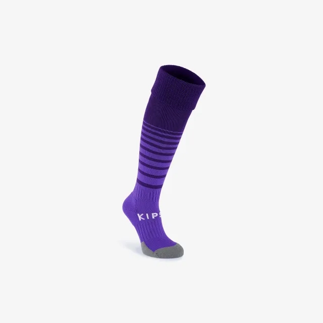Kipsta Kids' Football Socks Viralto Club - Purple With Stripes