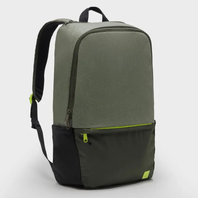 Kipsta 24 L Backpack Essential - Khaki/Neon Yellow