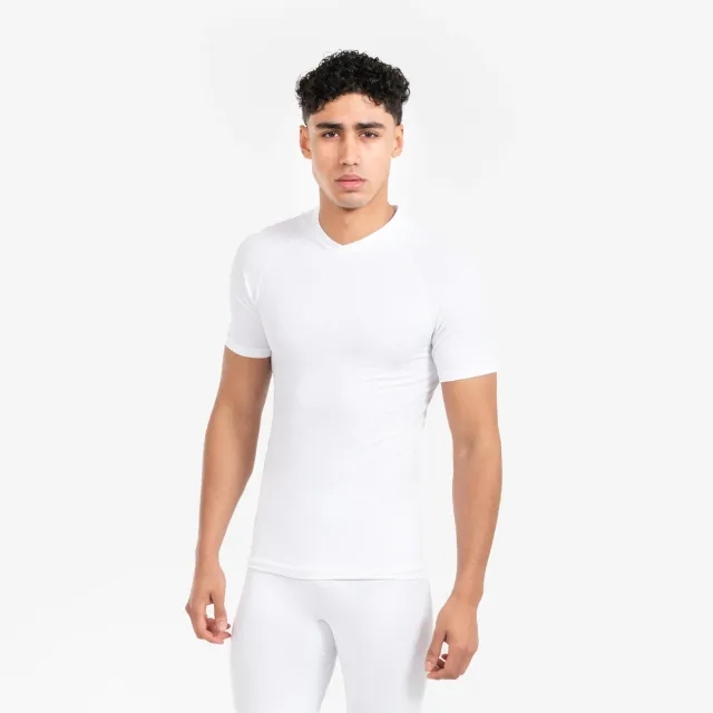 Kipsta Adult Short-Sleeved Thermal Base Layer Top Keepdry - White