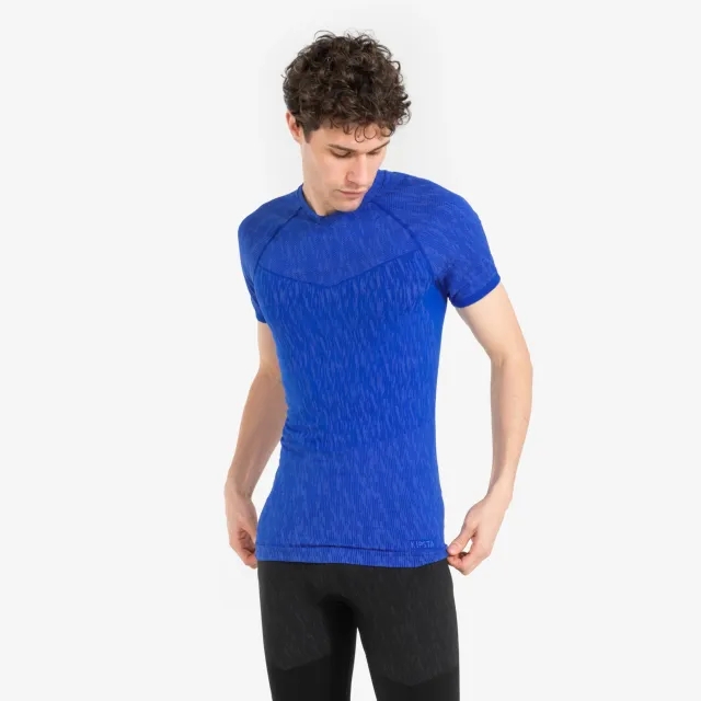 Kipsta Adult Short-Sleeved Thermal Base Layer Top Keepdry - Indigo Blue