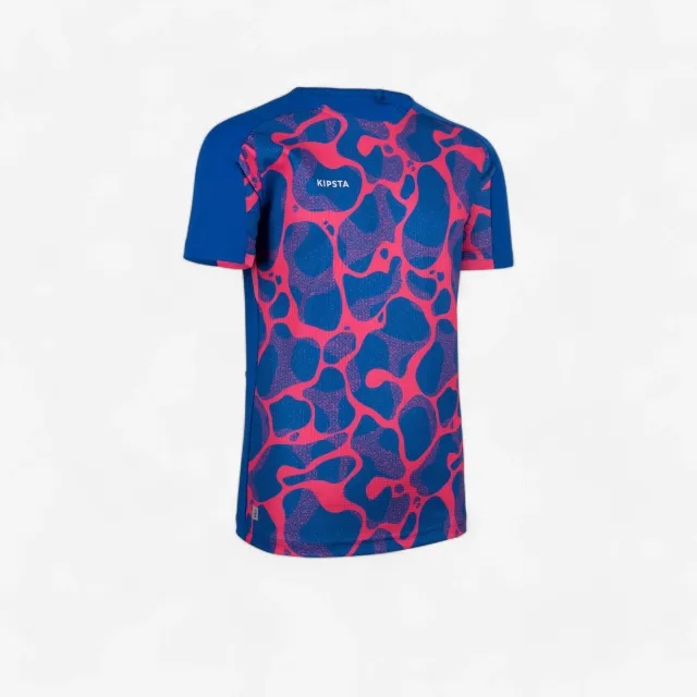 Kipsta Kids' Football Short-Sleeved Shirt Viralto - Aqua Blue/Pink