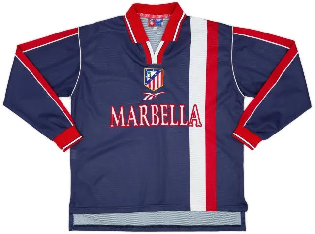Reebok 1998-99 Atletico Madrid Player Issue Away L/S Shirt - 8/10 - (M)