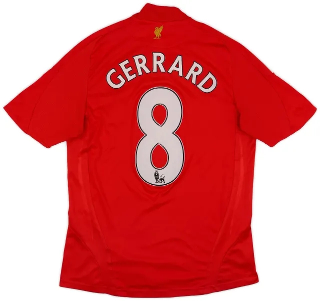 adidas 2008-10 Liverpool Home Shirt Gerrard #8 - 5/10 - (S)