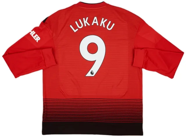 adidas 2018-19 Manchester United Home L/S Shirt Lukaku #9 (L)