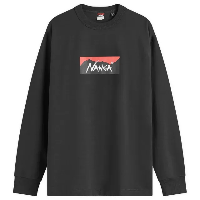 Nanga Men's Long Sleeve Eco Hybrid Box Logo T-Shirt Black