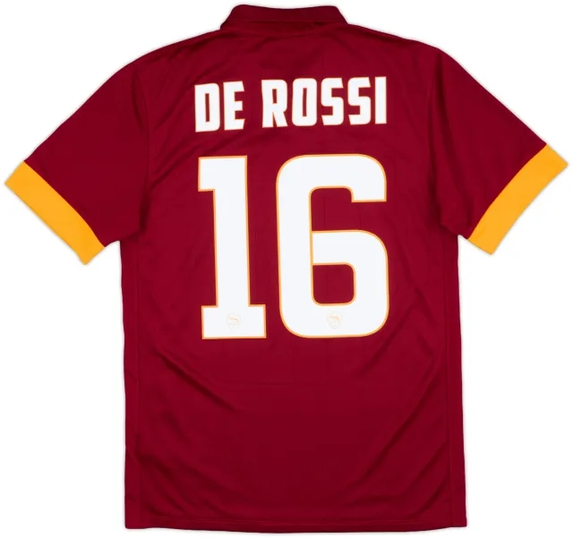 Nike 2014-15 Roma Home Shirt De Rossi #16 - 8/10 - (XL)