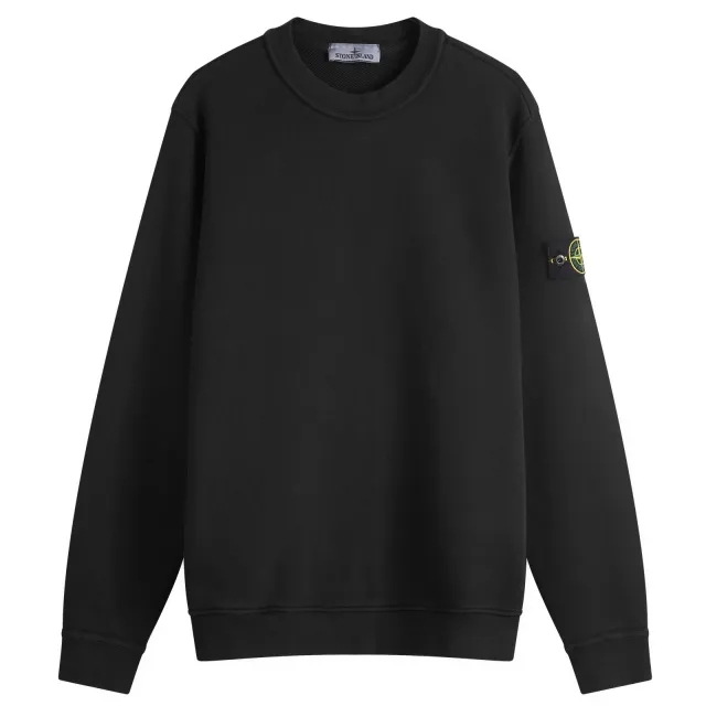 Stone Island Men's Diagonal Fleece Old Effect Crew Neck Sweatshirt Black