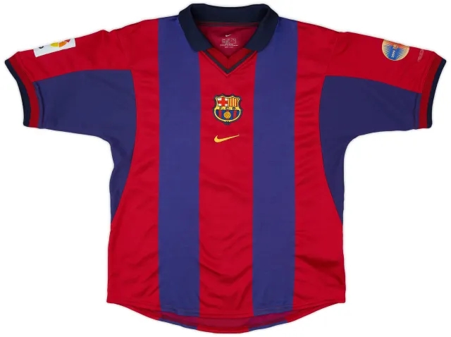 Nike 2000-01 Barcelona Home Shirt - 7/10 - (XL.Boys)