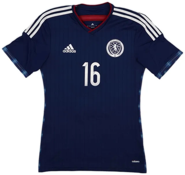 adidas 2014-15 Scotland Player Issue Home L/S Shirt #16 - 7/10 - (S)