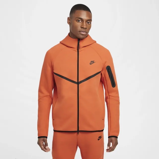 Nike Tech Men's Full-Zip Windrunner Hoodie - Orange - Cotton/Polyester