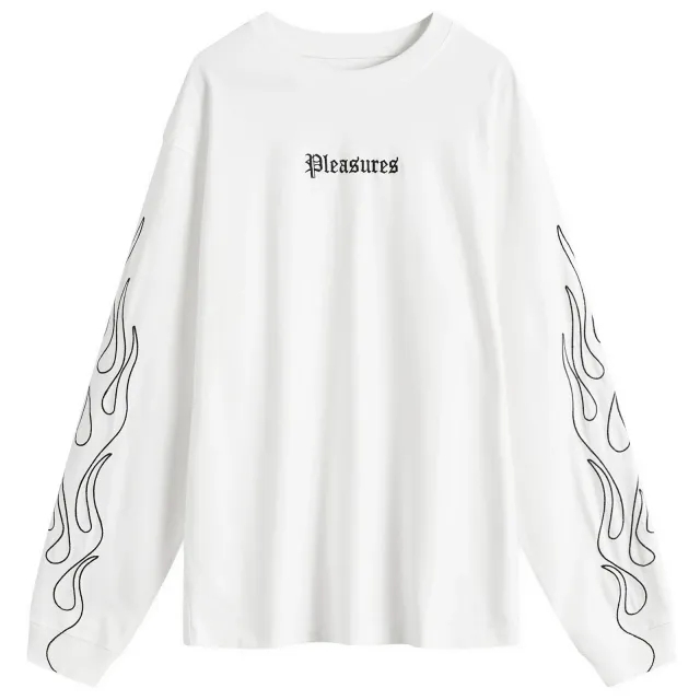 Pleasures Men's Fiery Heavyweight Longsleeve T-Shirt White