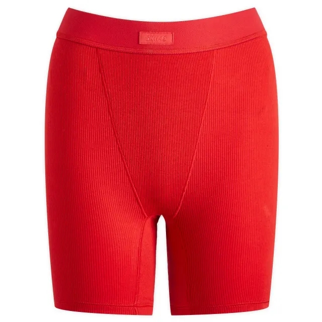 SKIMS Women's Cotton Rib Boxer Cranberry