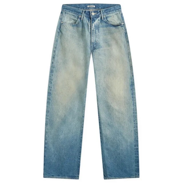 Auralee Women's Selvedge Faded Heavy Denim Pants Faded Indigo