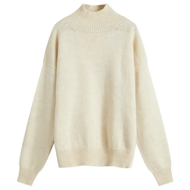 MHL by Margaret Howell Men's T-Shape Roll Neck Knit Sweatshirt Light Natural
