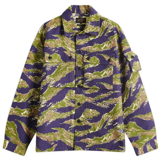 Beams Plus Men's MIL Tiger Camo Shirt Jacket Tiger Stripe