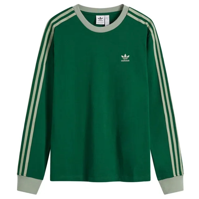 Adidas Women's 3 Stripe Regular Long Sleeve T-Shirt Collegiate Green