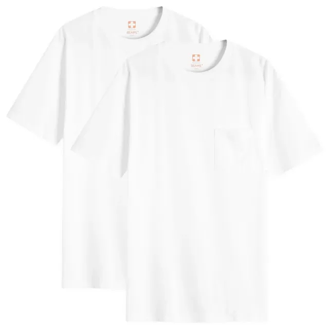 Beams Plus Men's 2 Pack Pocket T-Shirt White