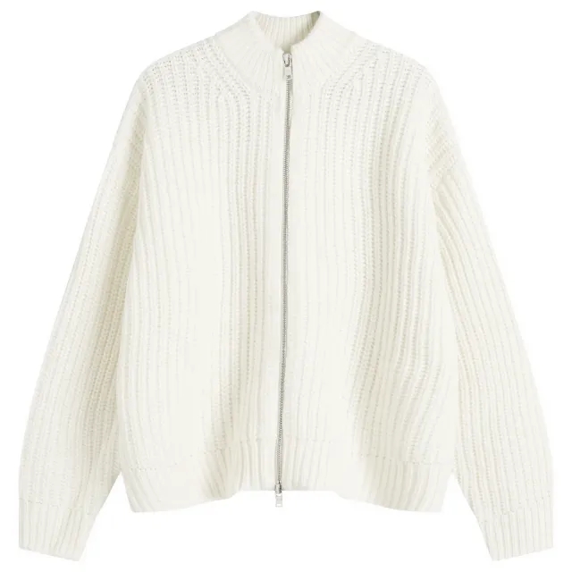 MKI Men's Chunky Rib Knit Track Jacket Off White