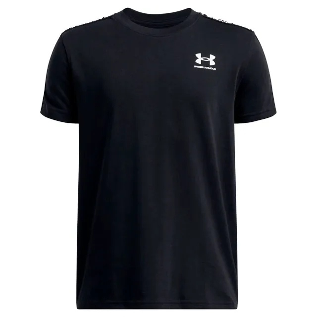 Boys'  Under Armour  Sportstyle Taped Short Sleeve Black / White YXL (63 - 67 in)