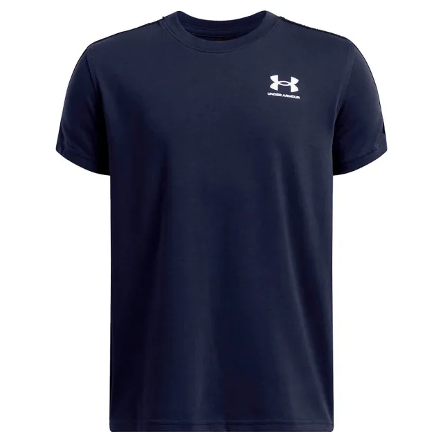 Boys'  Under Armour  Sportstyle Taped Short Sleeve Midnight Navy / White YXL (63 - 67 in)