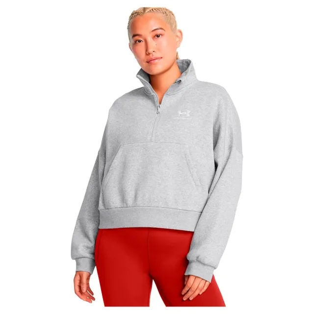 Women's  Under Armour  Icon Fleece Oversized ½ Zip Mod Gray Light Heather / White XS