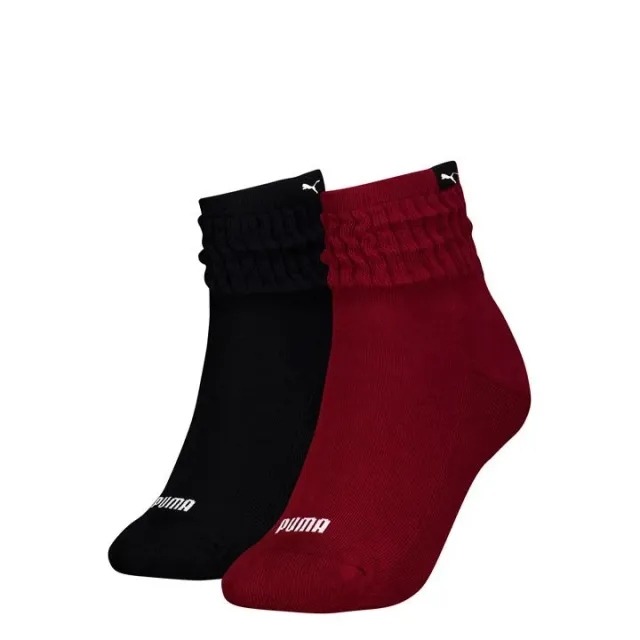 PUMA Women's Classic Short Slouch Socks 2 Pack, Red Combo