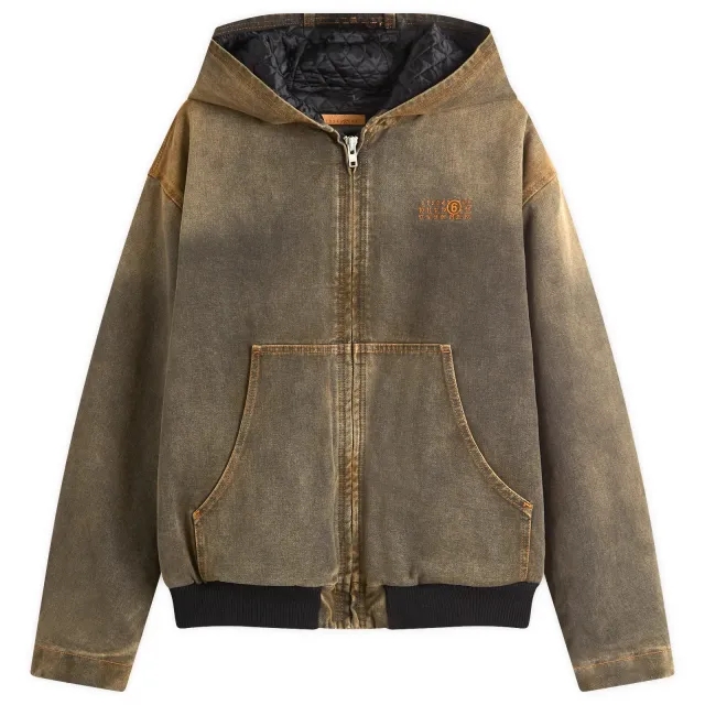 MM6 Maison Margiela Men's Hooded Denim Bomber Jacket Brown