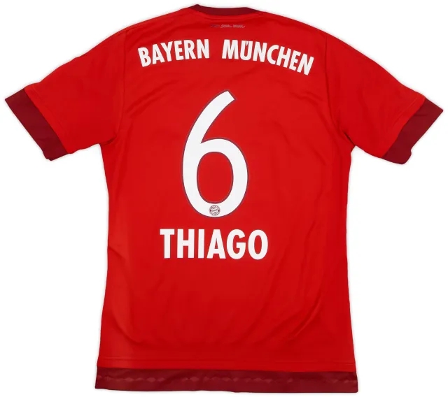 adidas 2015-16 Bayern Munich Home Shirt Thiago #6 - 7/10 - (S)