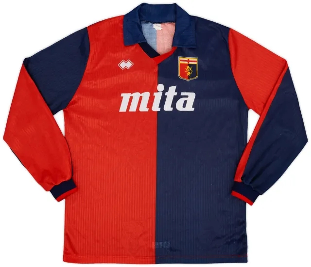 Errea 1990-91 Genoa Home L/S Shirt - 8/10 - (XL)