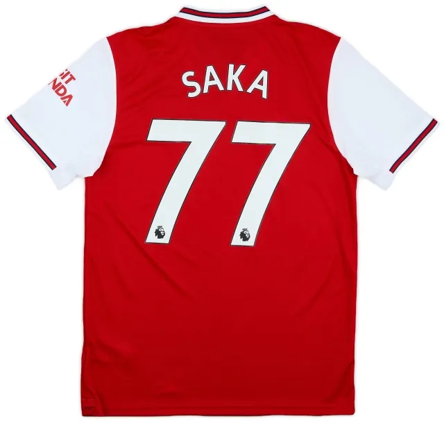 adidas 2019-20 Arsenal Home Shirt Saka #77 (M)