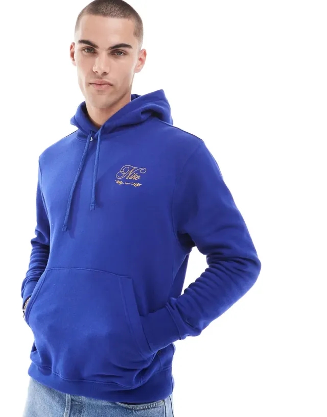 Nike Club Festive Hoodie In Dark Blue